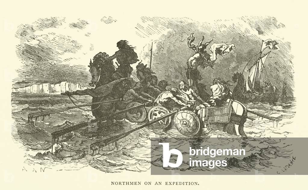 Northmen on an expedition (engraving)
