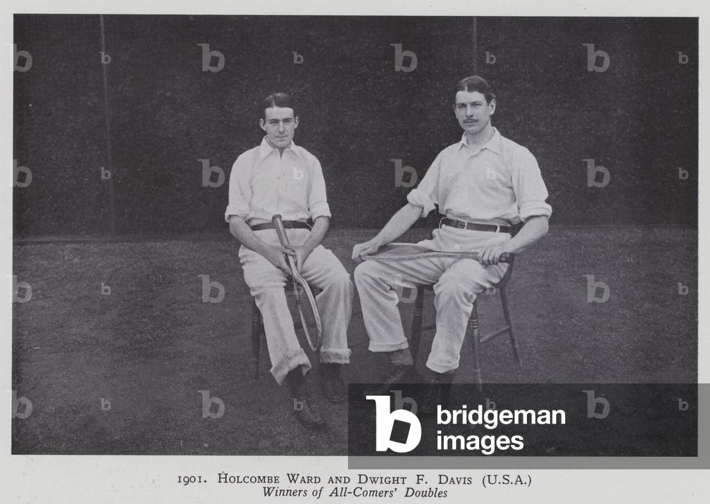 1901, Holcombe Ward and Dwight F Davis (USA), Winners of All-Comers' Doubles (b/w photo)