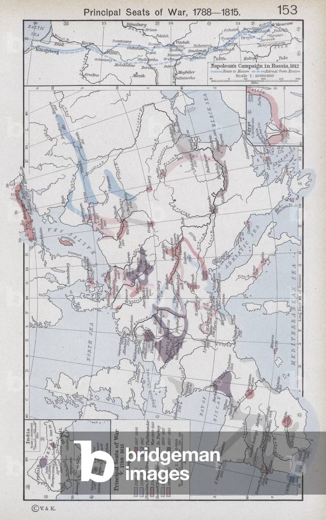 Principal Seats of War, 1788-1815 (colour litho)