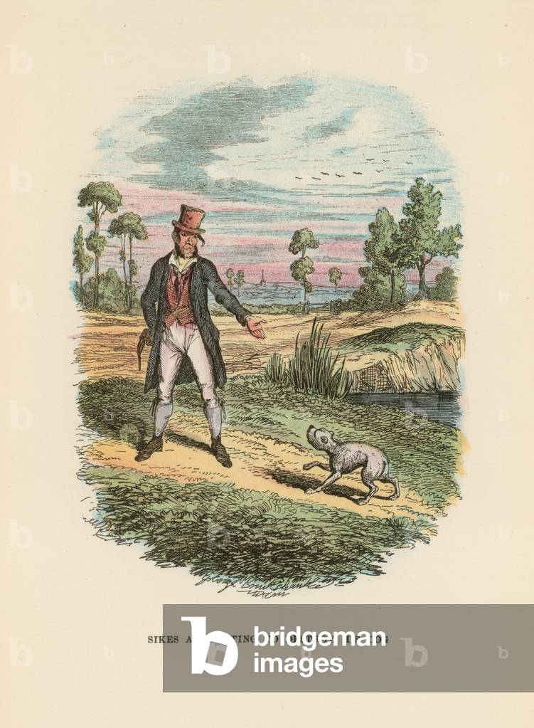 Illustration for Oliver Twist (colour litho)