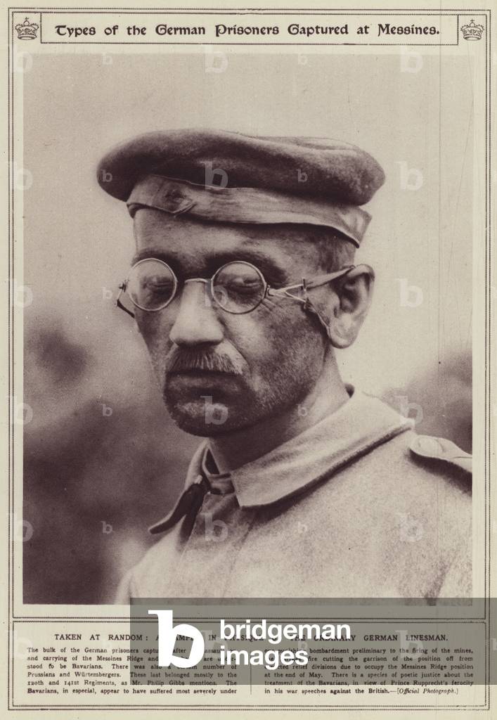 Types of the German prisoners captured at Messines, taken at random, a sample in physique of the ordinary German linesman (b/w photo)