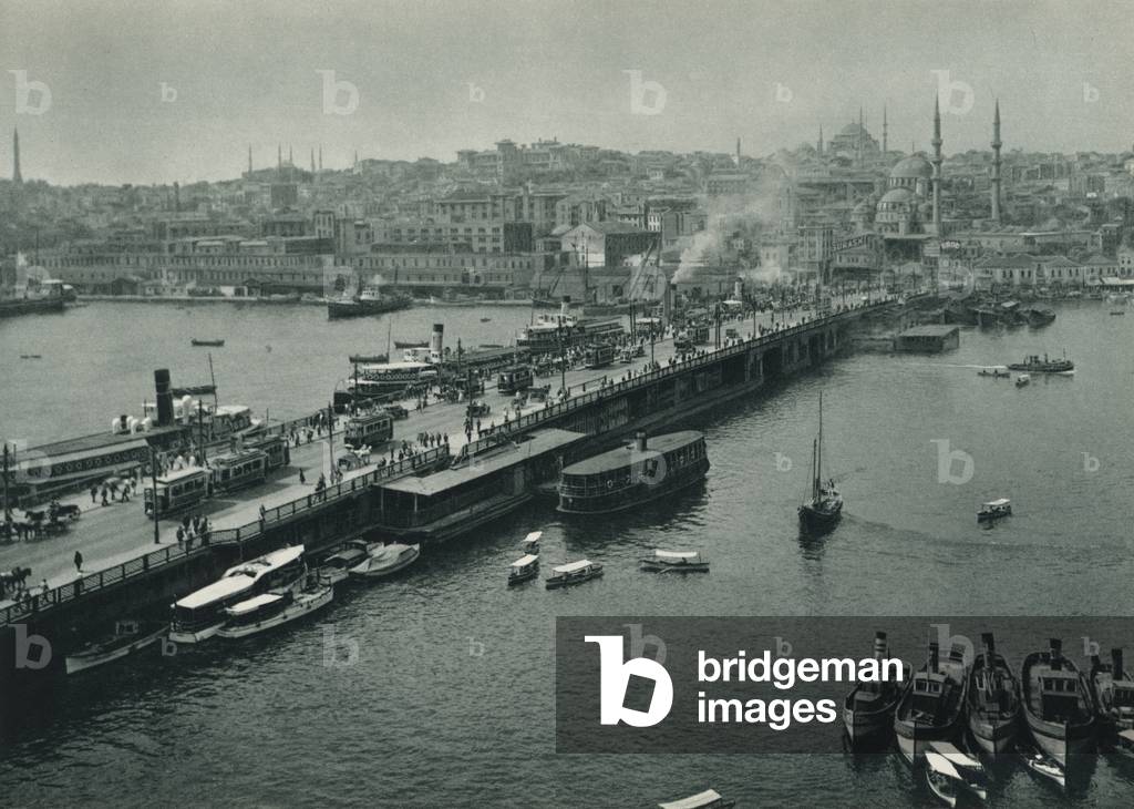 Istanbul: Galata Koprusu, The Galata Bridge (b/w photo)