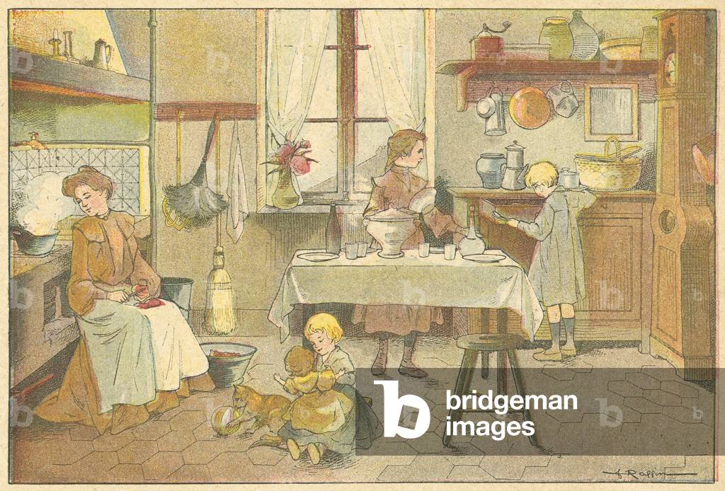 La cuisine (colour litho)