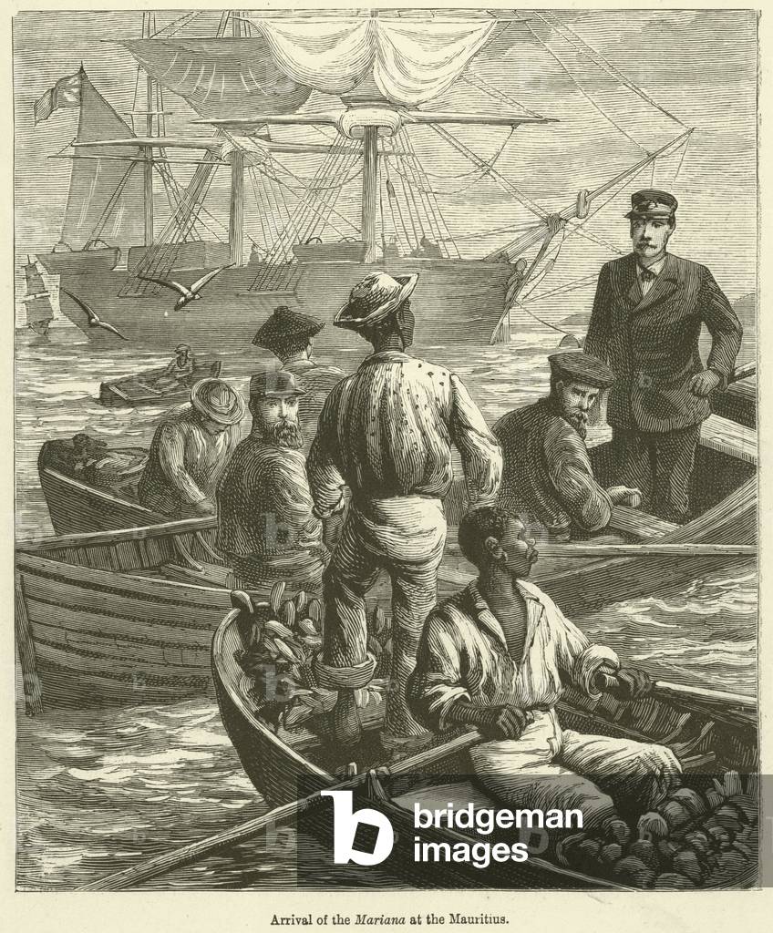 Arrival of the Mariana at the Mauritius (engraving)