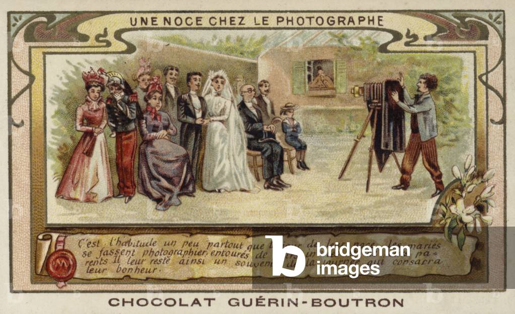 Wedding party at the photographer's (chromolitho)