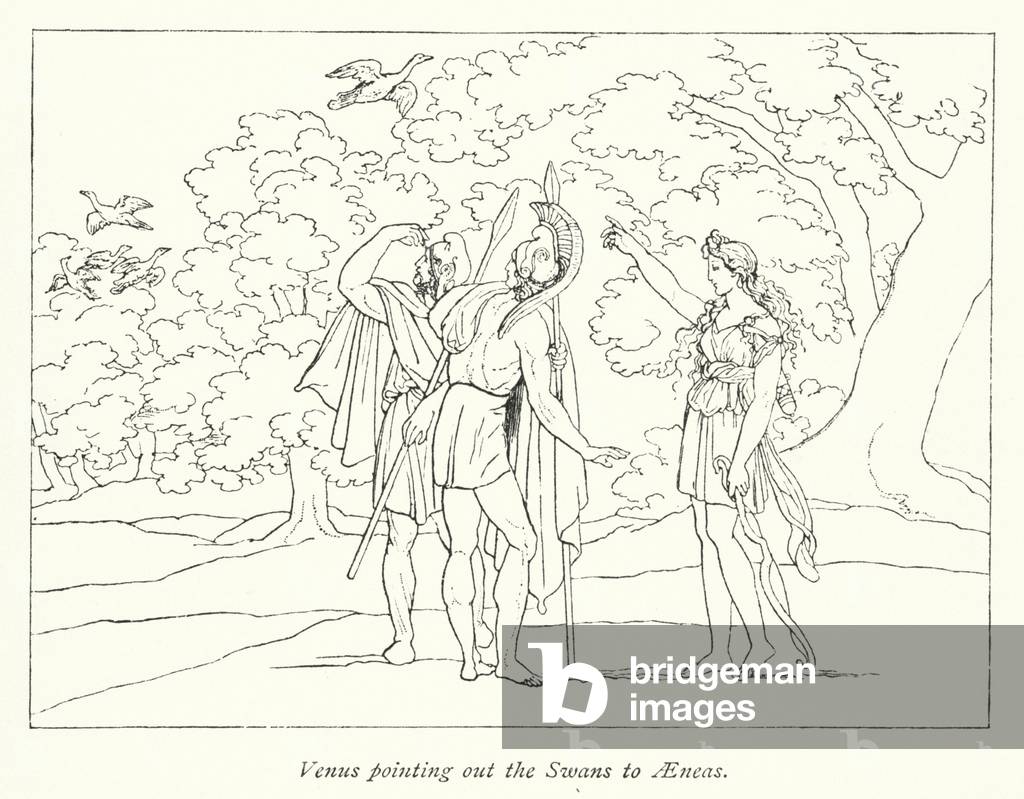 Venus pointing out the Swans to Aeneas (litho)