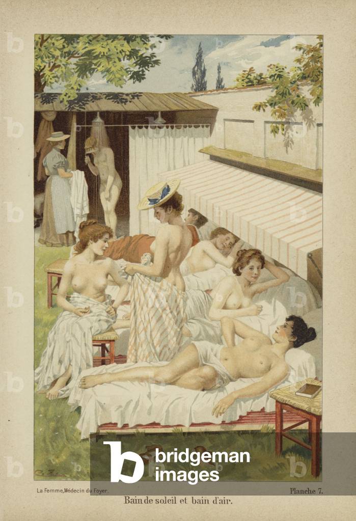 Sunbathing and fresh air (colour litho)