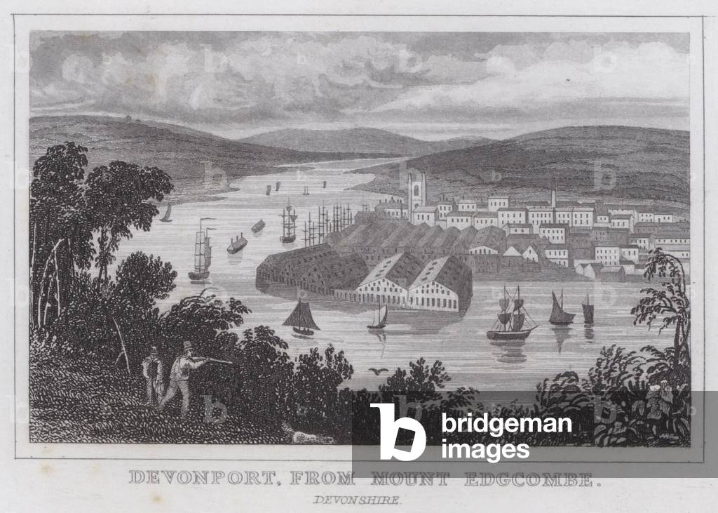 Devonport, from Mount Edgcombe, Devonshire (engraving)
