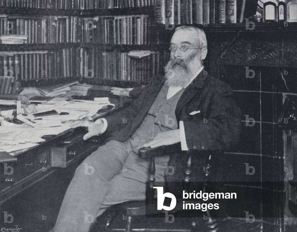 Sir Walter Besant in his Study (b/w photo)