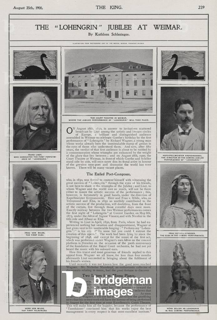 Jubilee performance of Richard Wagner's opera Lohengrin on the 50th anniversary of its first staging, Weimar, Germany, 1900 (b/w photo)