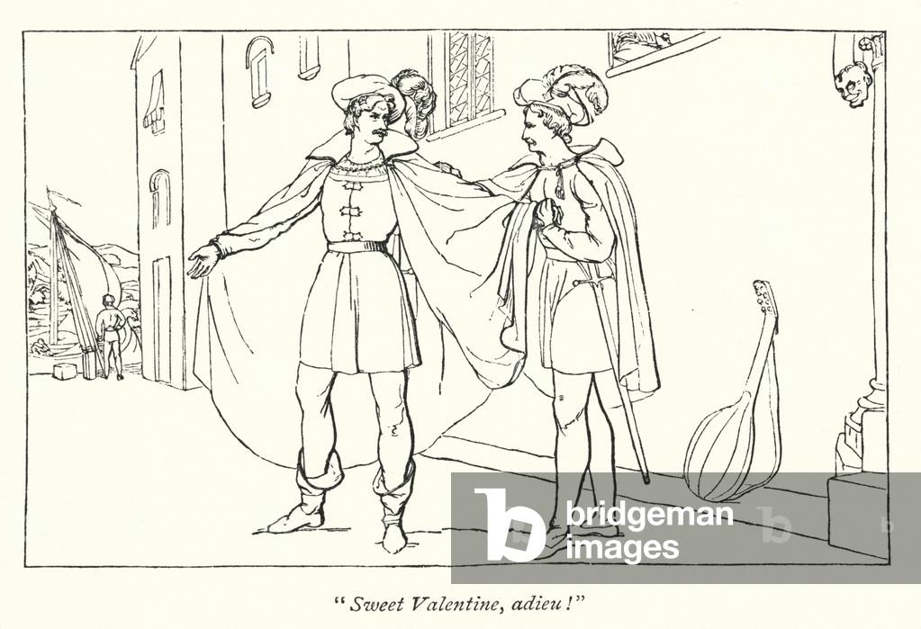 Shakespeare's Two Gentlemen Of Verona; The parting of Valentine and Proteus (engraving)