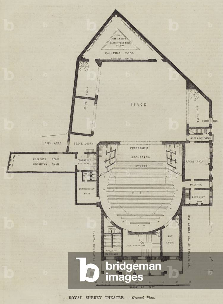 Royal Surrey Theatre, Ground Plan (engraving)