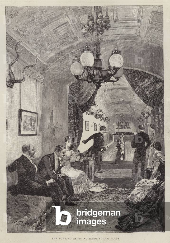 The bowling alley at Sandringham House, Norfolk (litho)