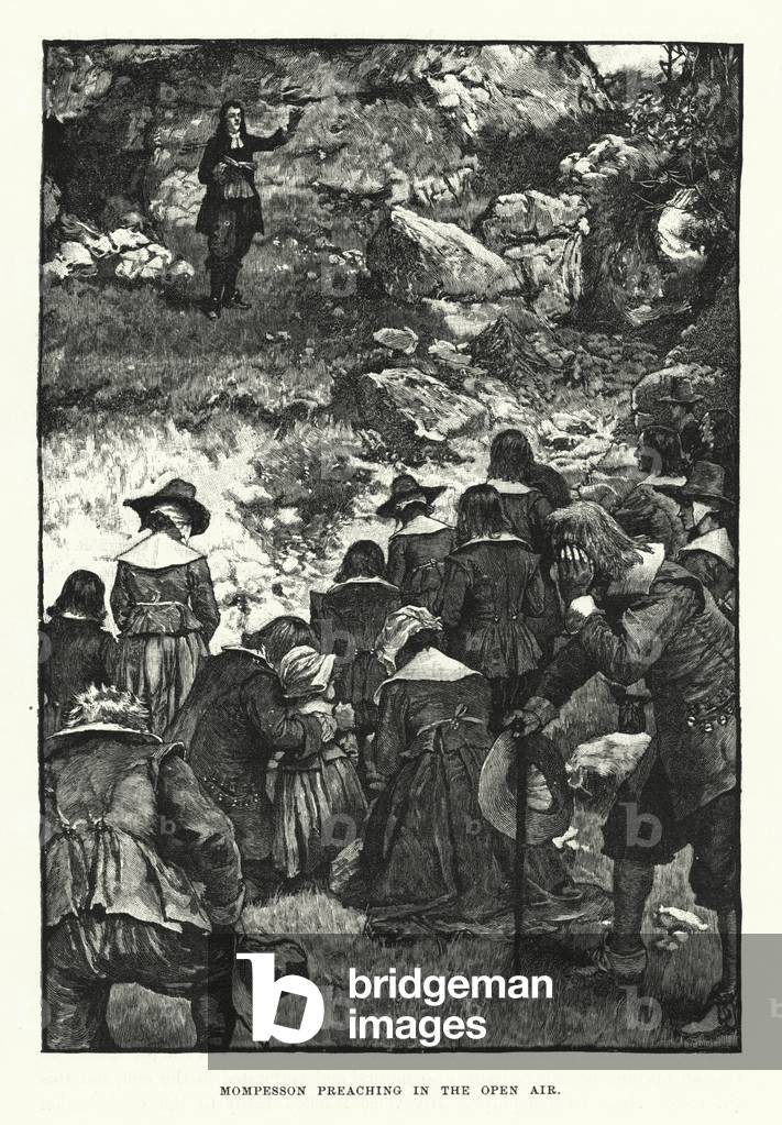 Mompesson preaching in the open air (engraving)