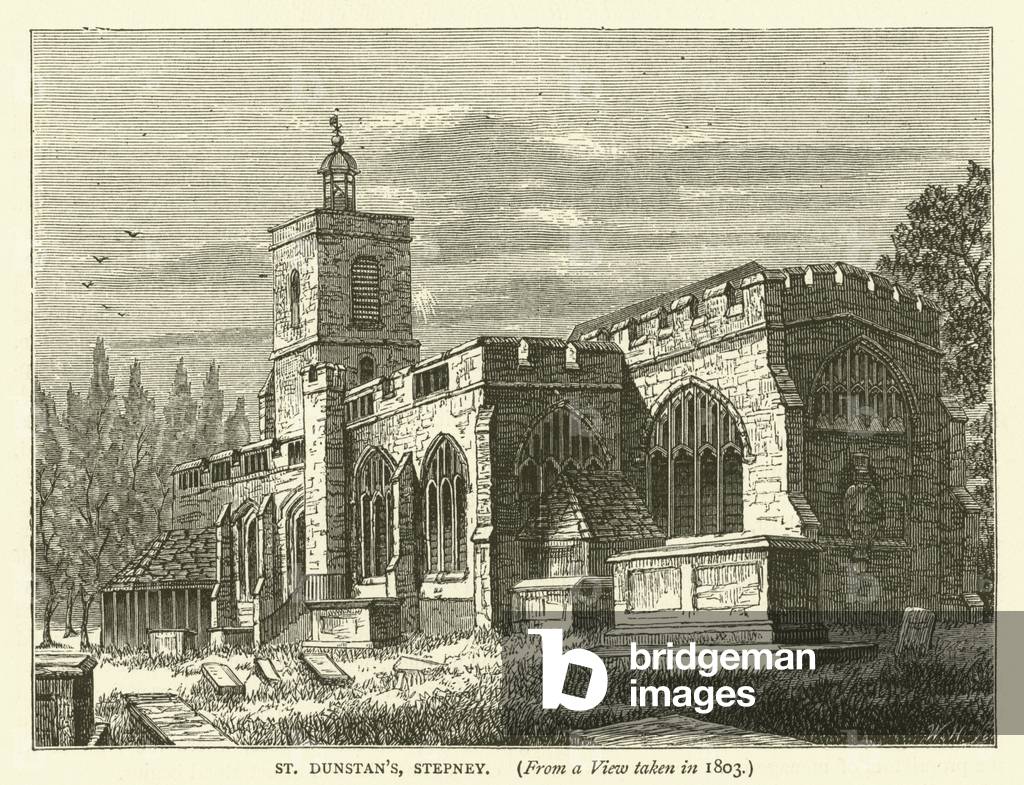 St Dunstan's, Stepney, from a view taken in 1803 (engraving)