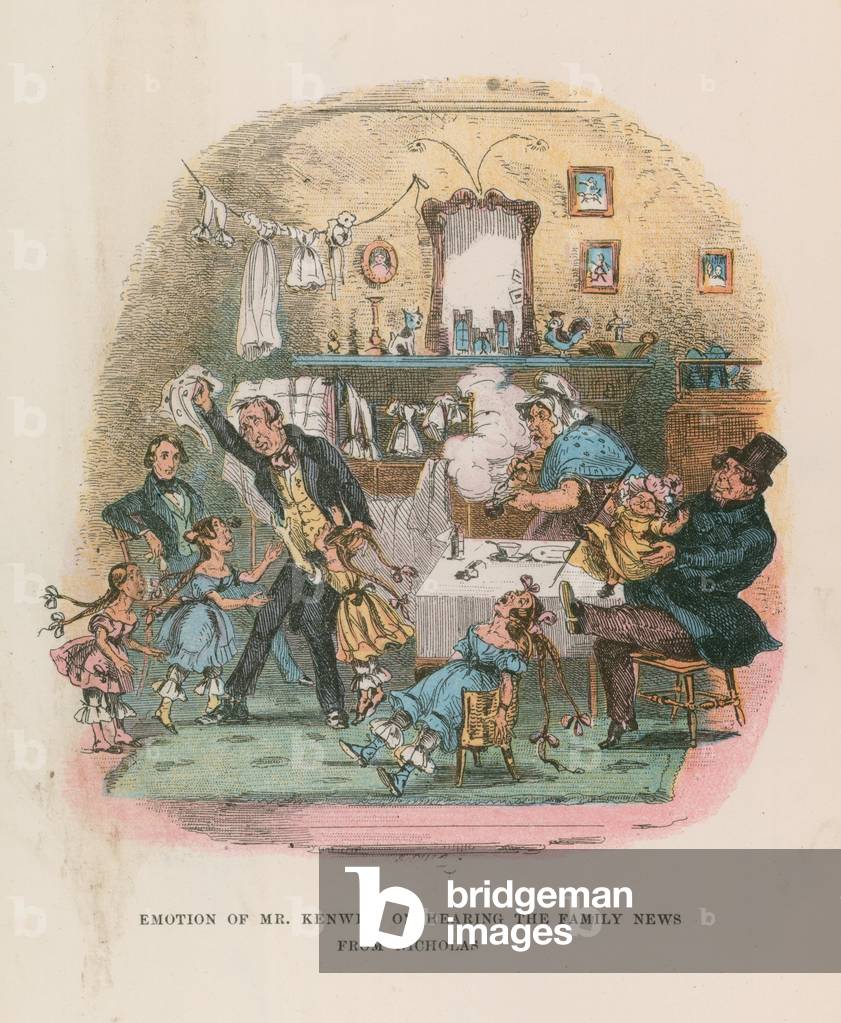 Illustration for Nicholas Nickleby (colour litho)