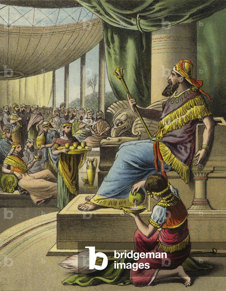 The Story of Queen Esther: The grand feast of King Ahasuerus (colour litho)