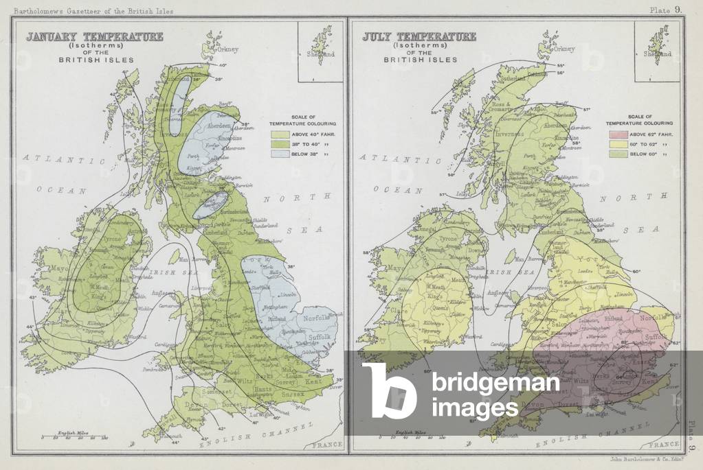 January temperature, July temperature (colour litho)