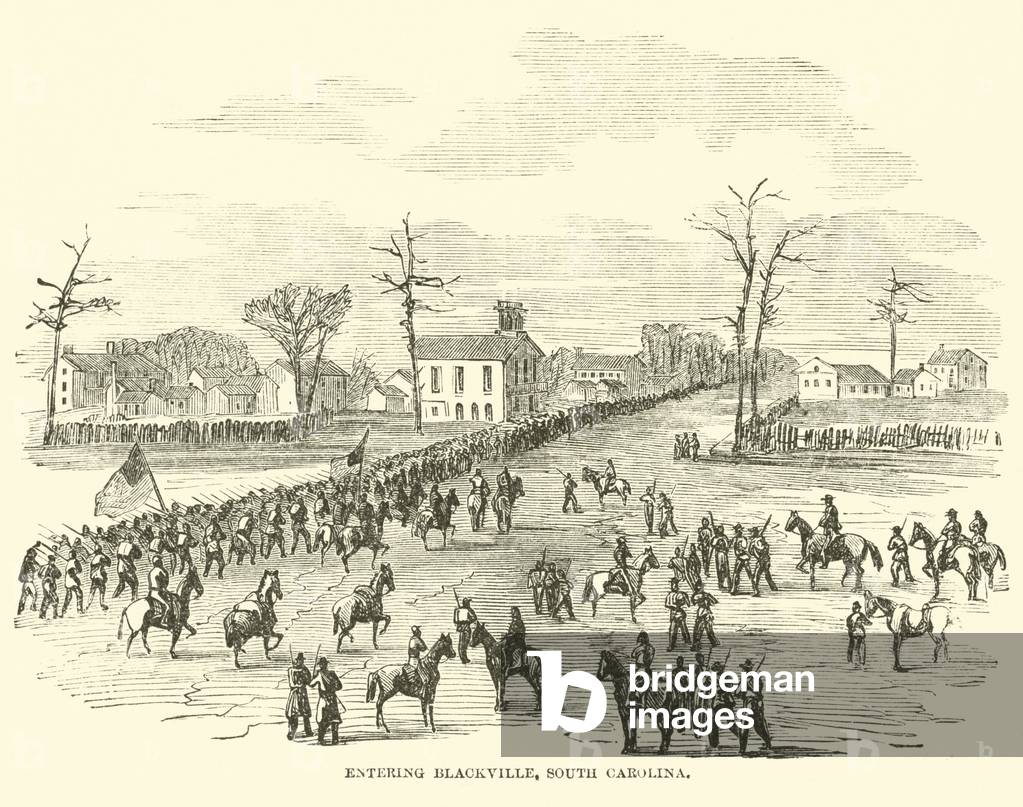 Entering Blackville, South Carolina, January 1865 (engraving)