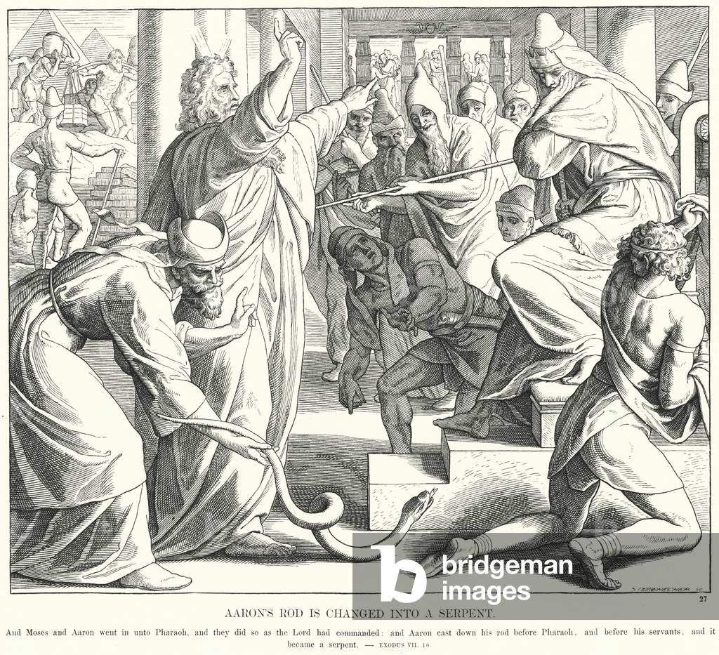 Aaron's Rod is Changed into a Serpent (engraving)
