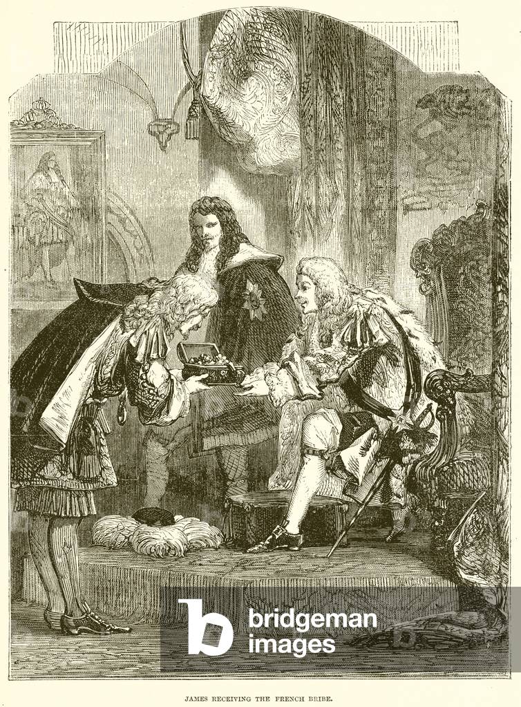 James receiving the French Bribe (engraving)