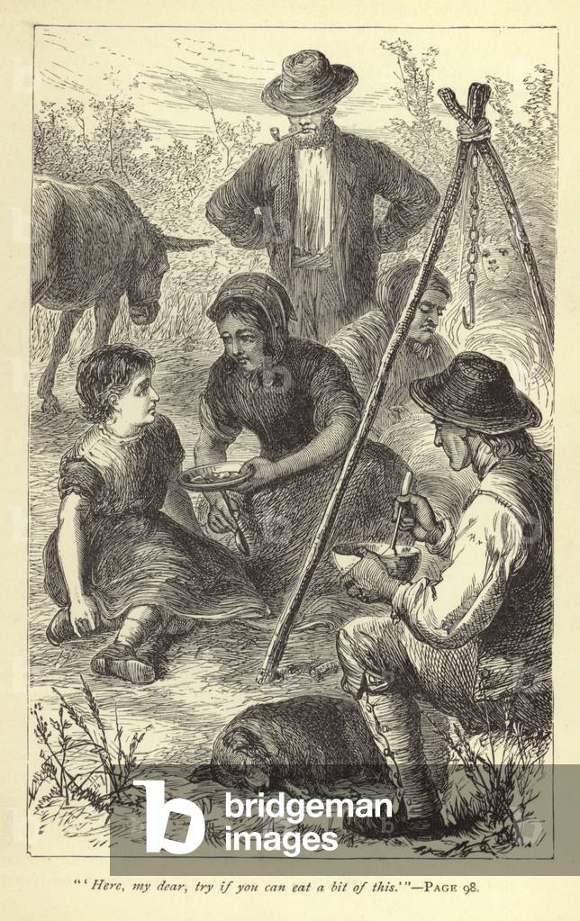 'Here, my dear, try if you can eat a bit of this' (engraving)