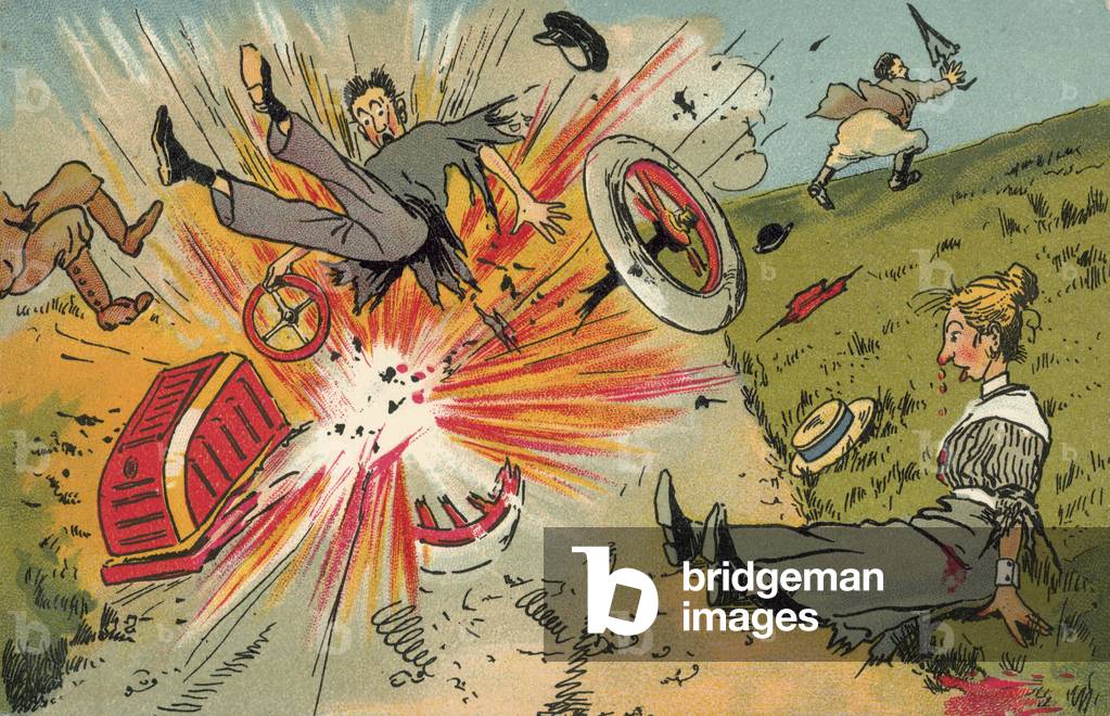 Exploding car (colour litho)