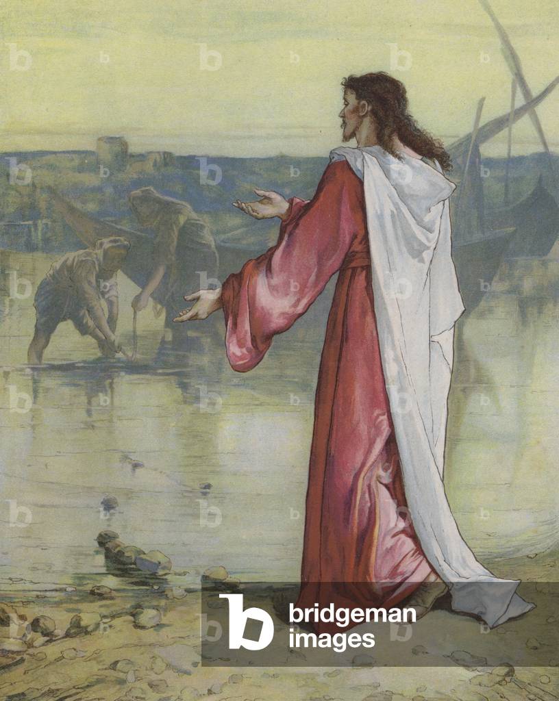 Jesus calling His Disciples (colour litho)