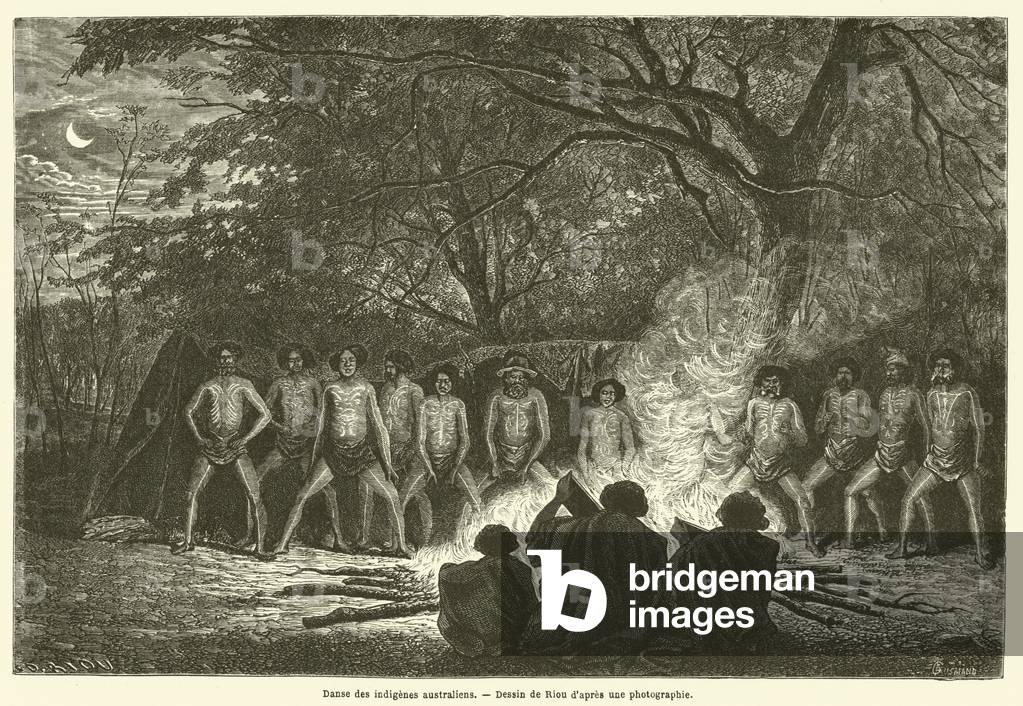 Danse des indigenes australiens (engraving)