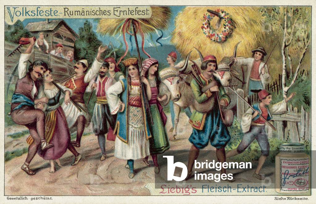 Pentecost celebrations in Romania (chromolitho)