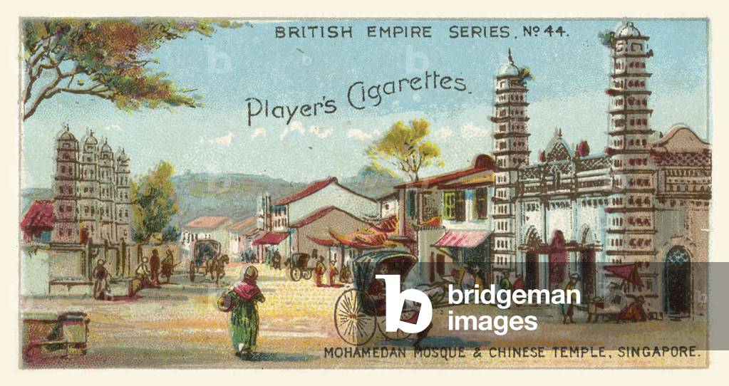 Mohamedan Mosque and Chinese Temple, Singapore (chromolitho)