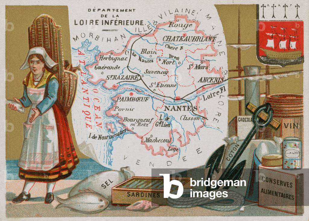 Department of Loire Inferieure in western France (chromolitho)