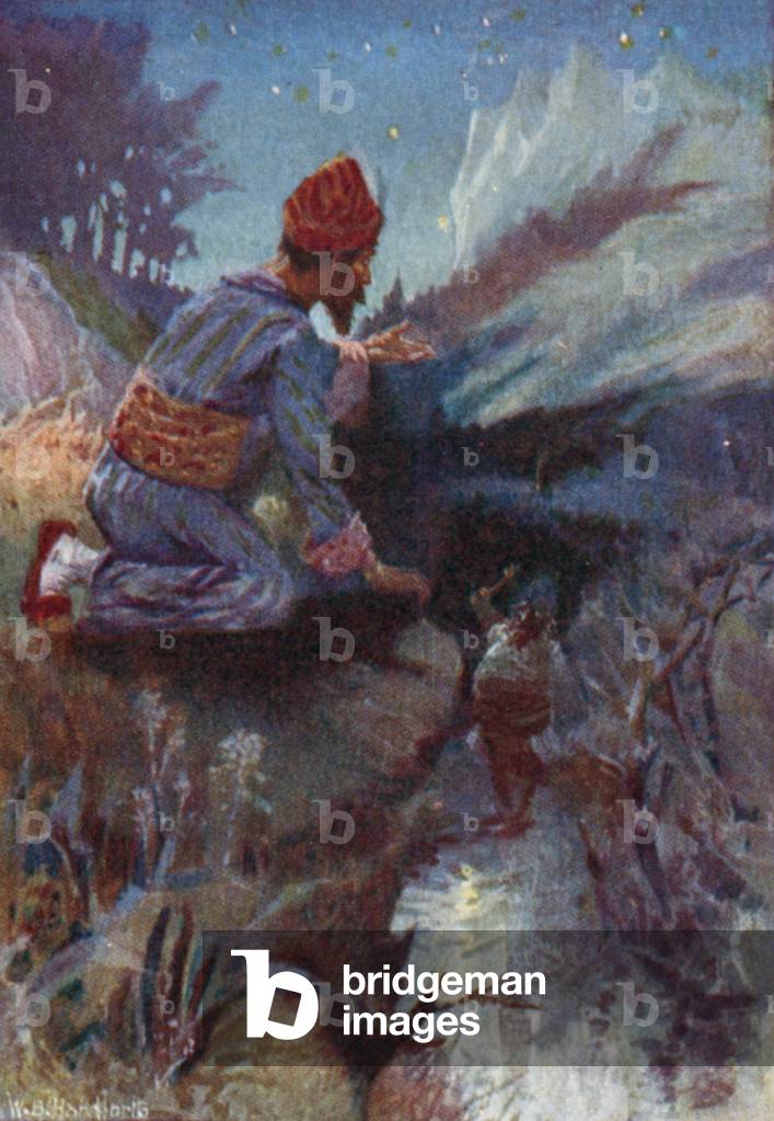 Illustration for Vathek, An Arabian Tale, by William Beckford (colour litho)