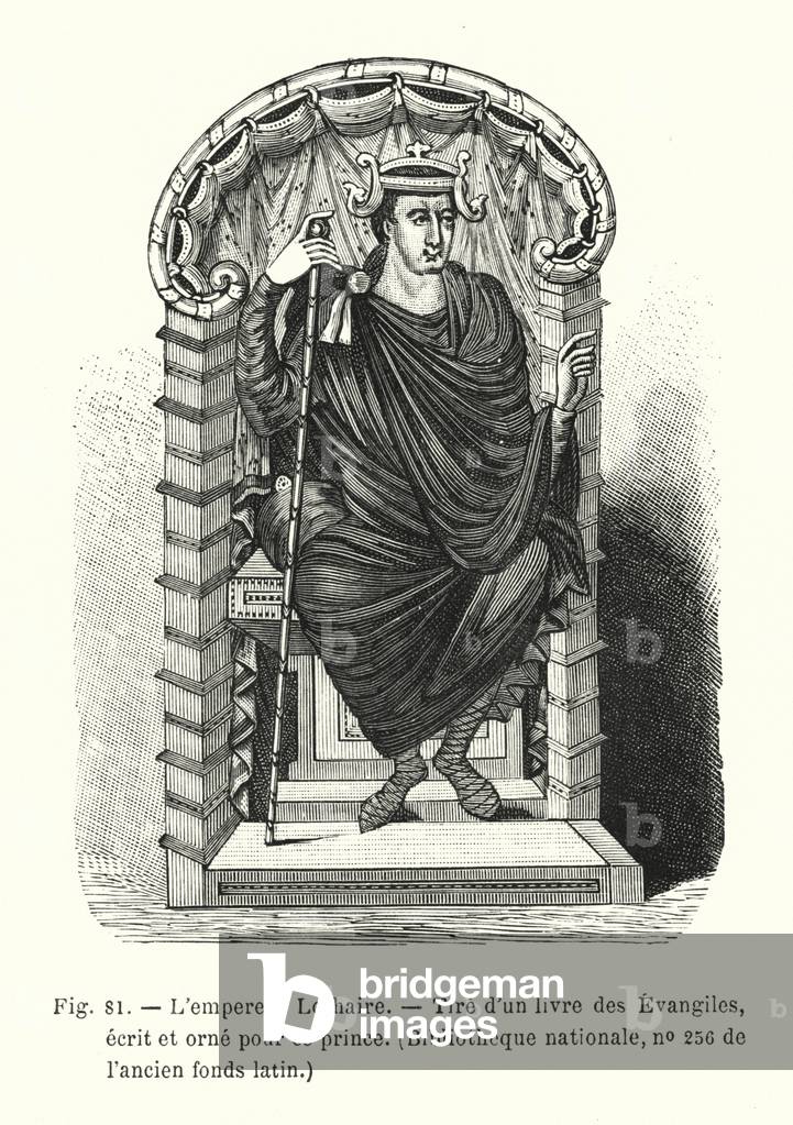 L'empereur Lothaire, Tire d'un livre des Evangiles, ecrit et orne pour ce prince (engraving)