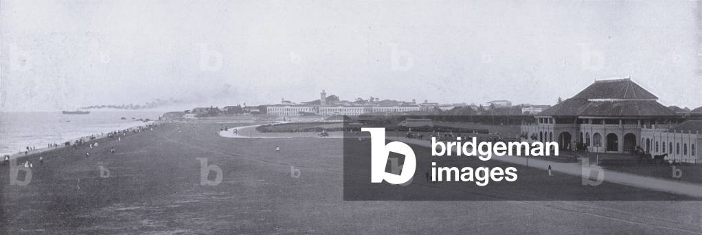 Looking towards the Fort, showing Officers' Quarters, Barracks, and Colombo Club (b/w photo)