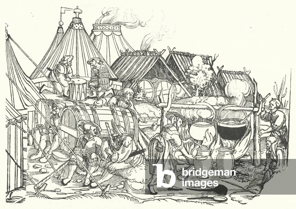 A Landsknechts' encampment (engraving)