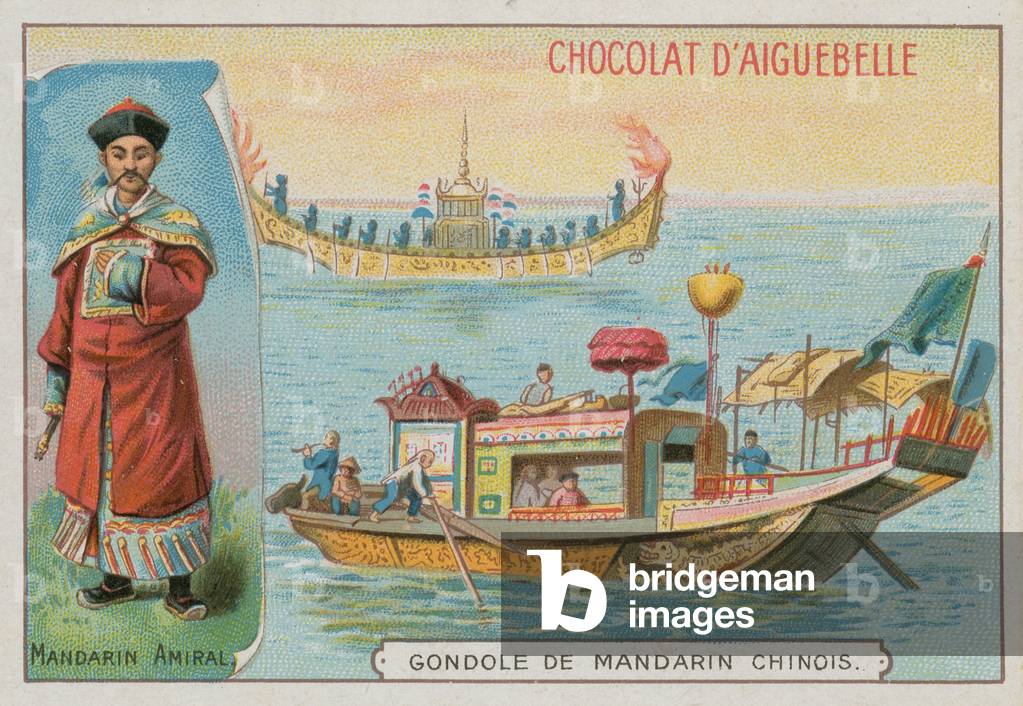 Chinese Mandarin Admiral and gondola (chromolitho)