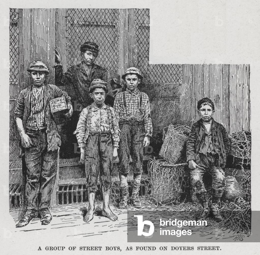 A Group of Street Boys, as found on Doyers Street (litho)