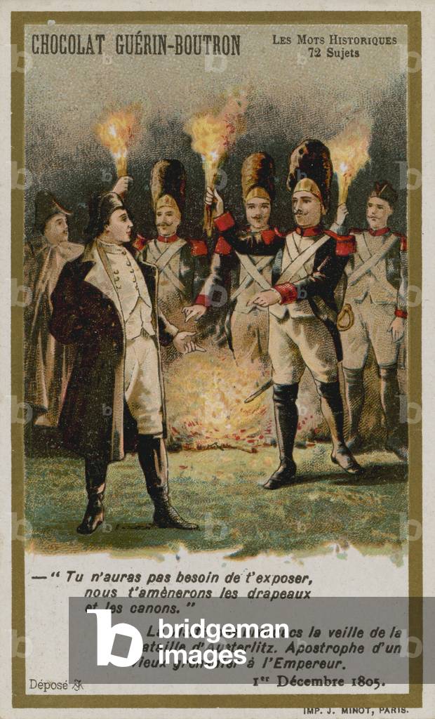 Chocolat Guerin-Boutron trade card, Historic Words series (chromolitho)
