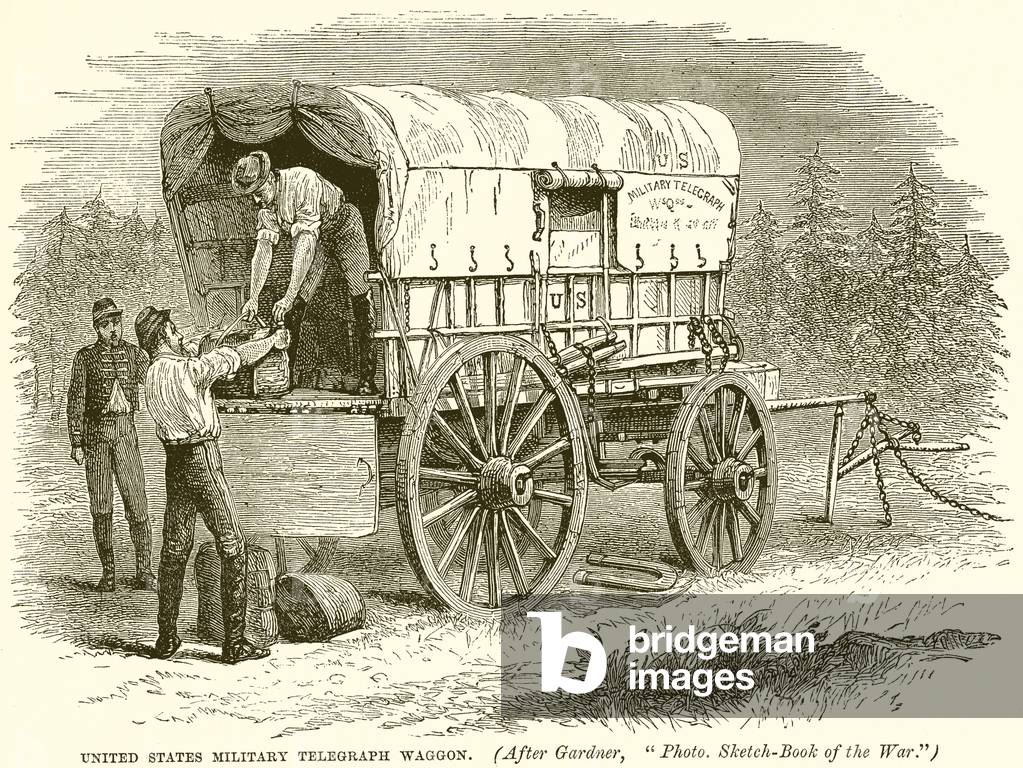 United States Military telegraph waggon (engraving)