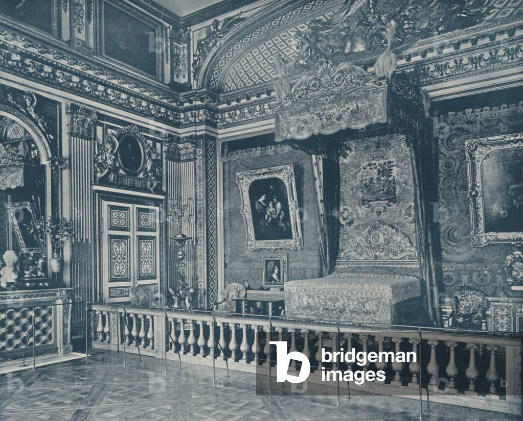 Bed Room of Louis XIV, Versailles (b/w photo)