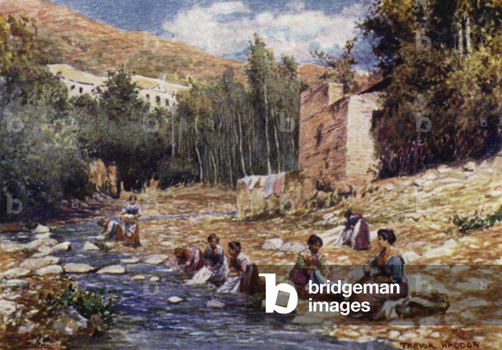 Granada, Villas on the Banks of the River Darro (colour litho)