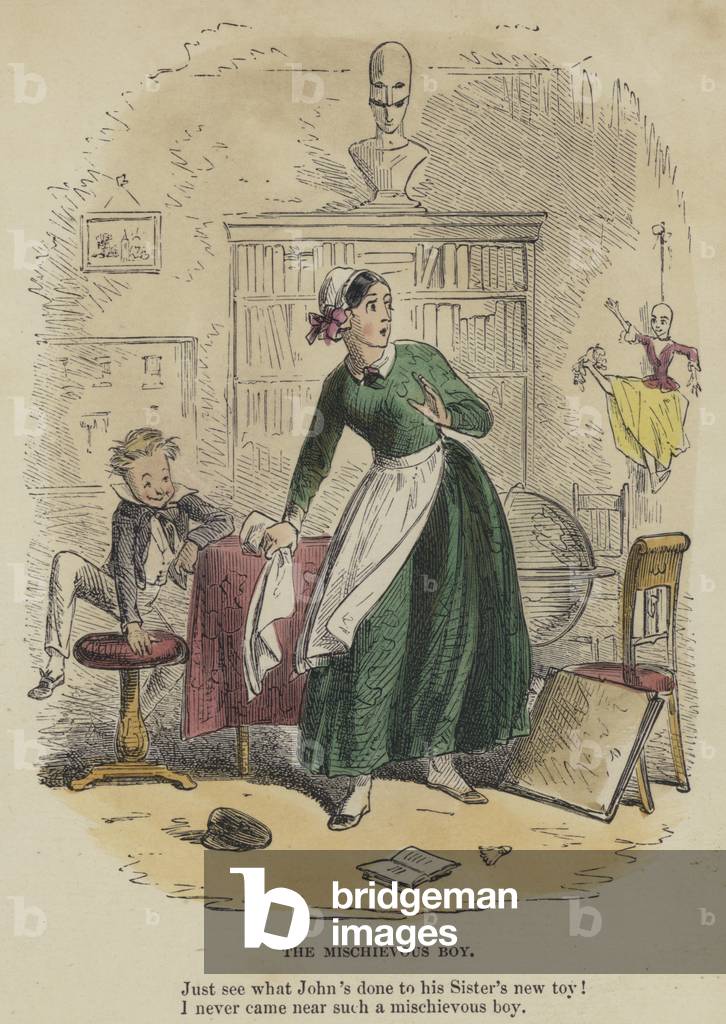 The Mischievous Boy (coloured engraving)