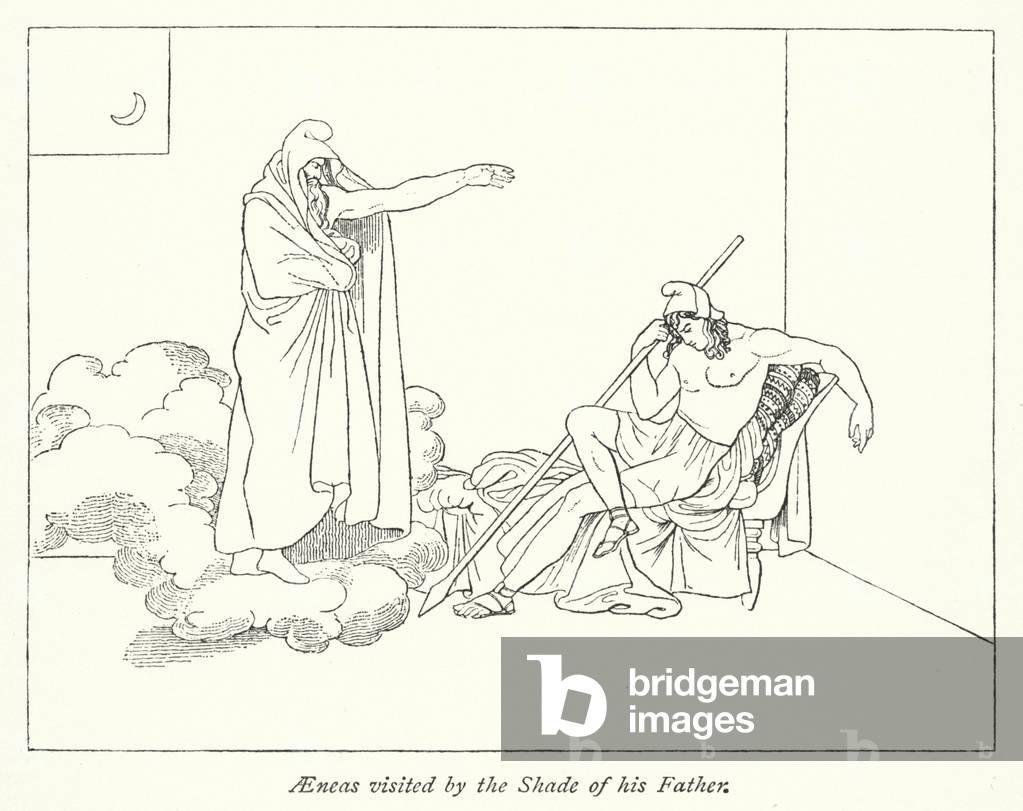 Aeneas visited by the Shade of his Father (litho)