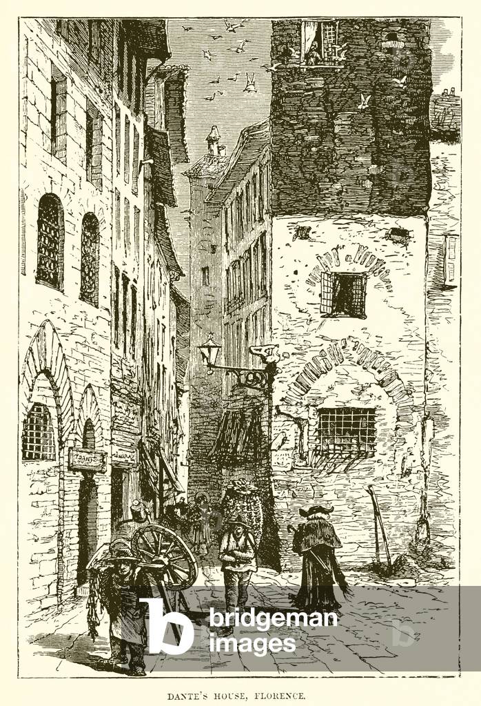 Dante's house, Florence (engraving)