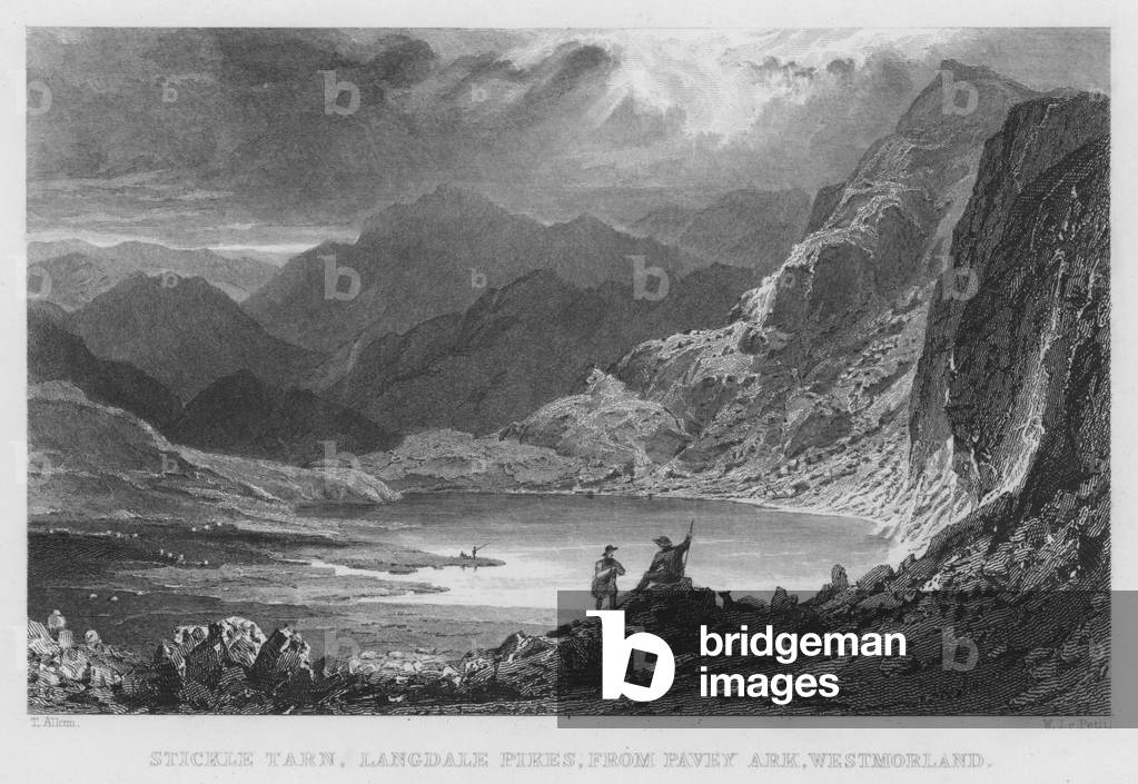 Stickle Tarn, Langdale Pikes, from Pavey Ark, Westmorland (engraving)