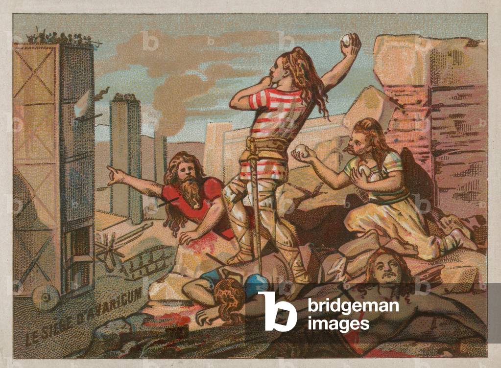 The Siege of Roman Avaricum by the Celts (chromolitho)