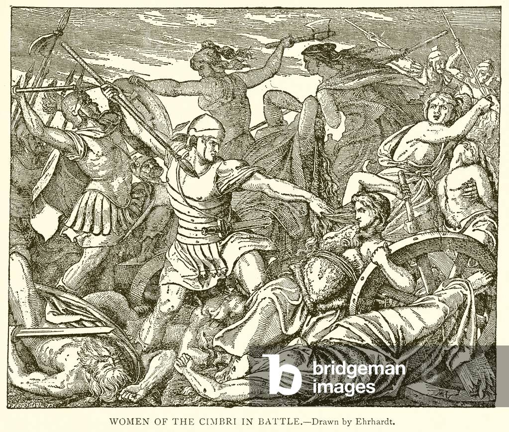 Women of the Cimbri in Battle (engraving)
