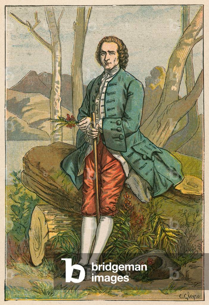 Jean-Jacques Rousseau (colour litho)
