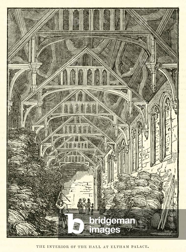 The interior of the hall at Eltham Palace (engraving)